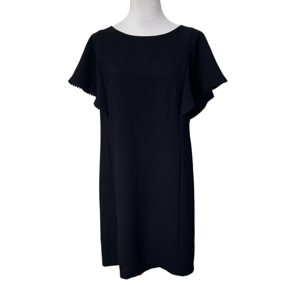 Ann Taylor LOFT Petites Black Flutter Sleeve Shift Dress